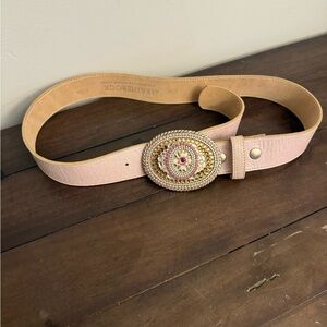 Leatherock San Diego Embellished Rhinestone Leather Belt Pink Boho Western Glam